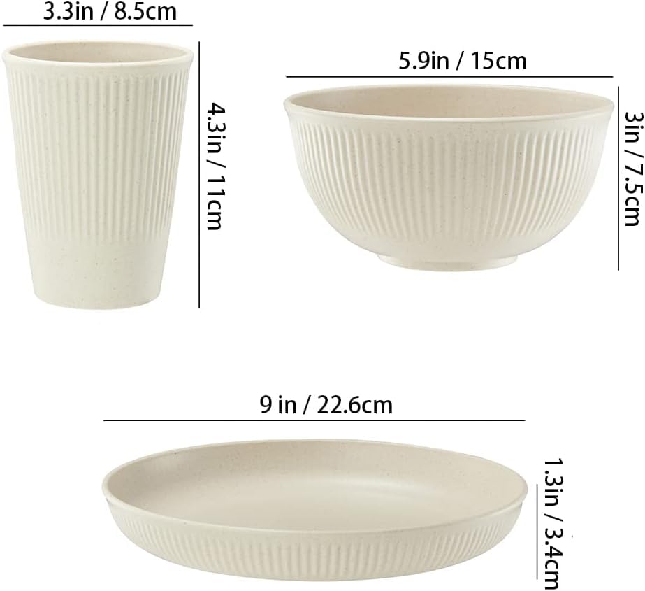 Unbreakable Wheat Straw Dinnerware Set – 18 Pieces
