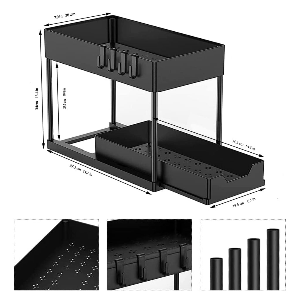 Under Sink Sliding Drawer Organiser – 2 Pack
