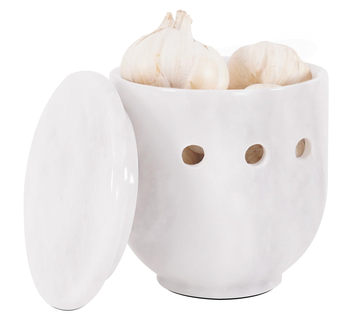 Natural Marble Garlic Keeper with Lid