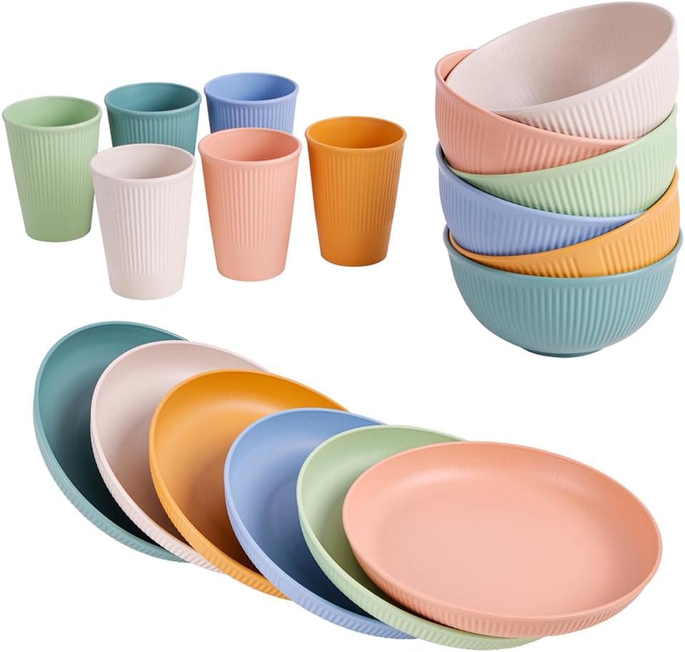 Unbreakable Wheat Straw Dinnerware Set – 18 Pieces