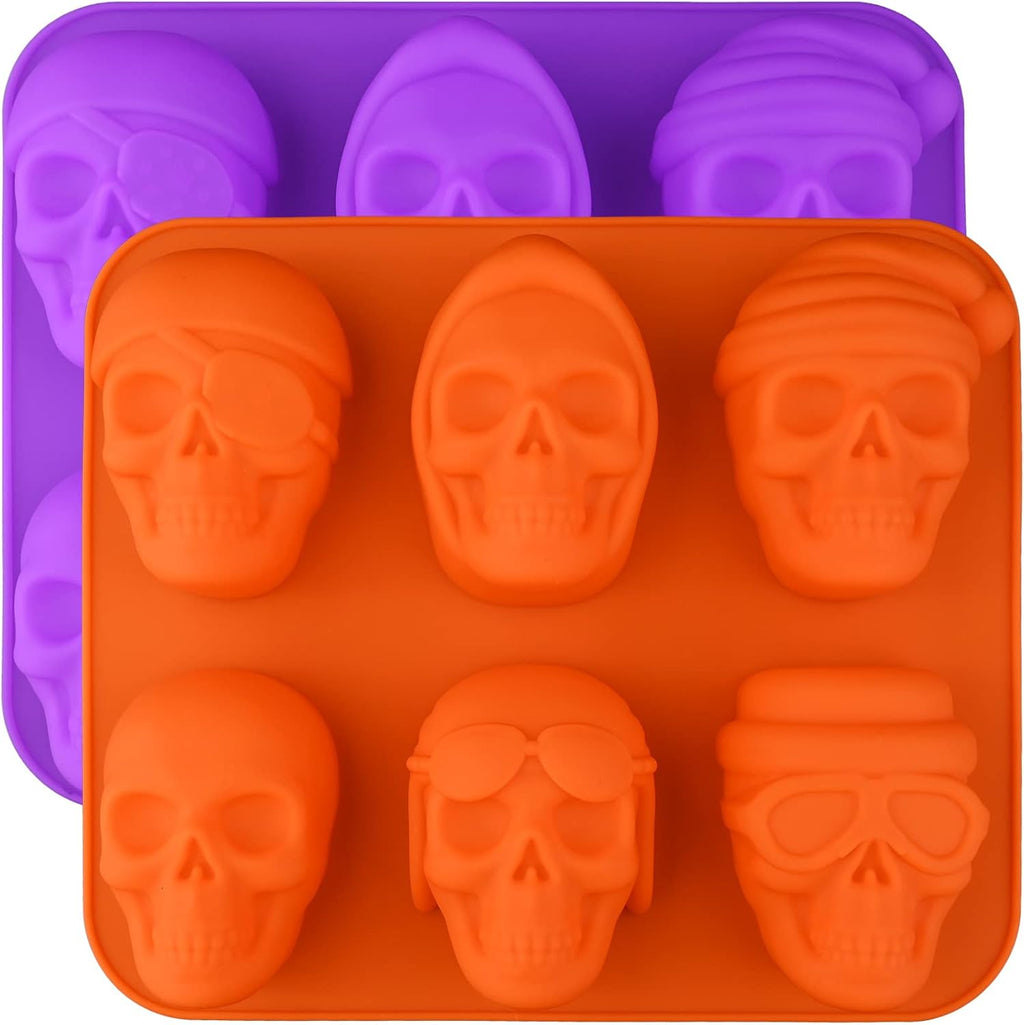 Silicone Skull Cake Pan – 2 Pack, 6 Cavity Moulds