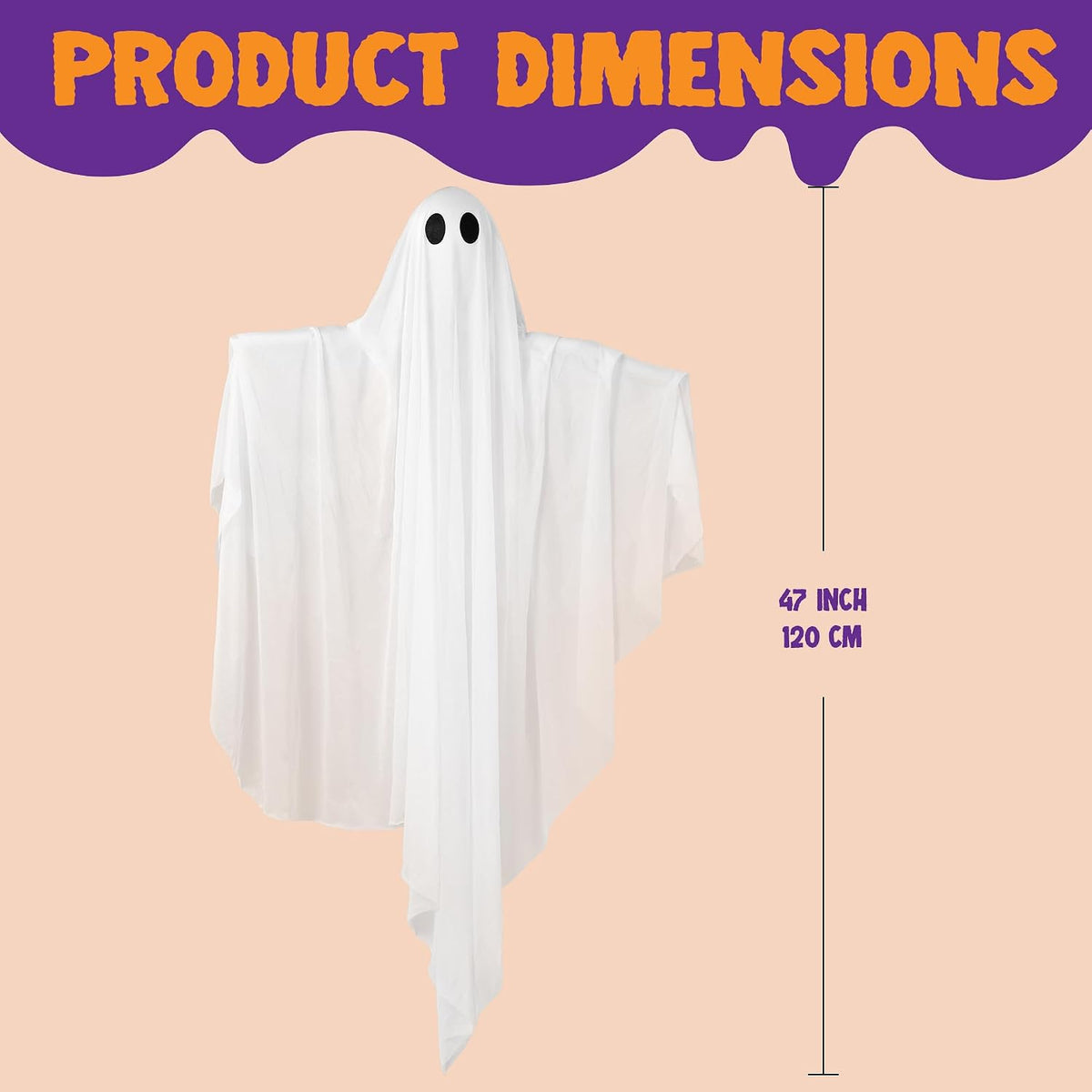 Light-Up Hanging Ghost – 120 cm Halloween Decoration – view 2