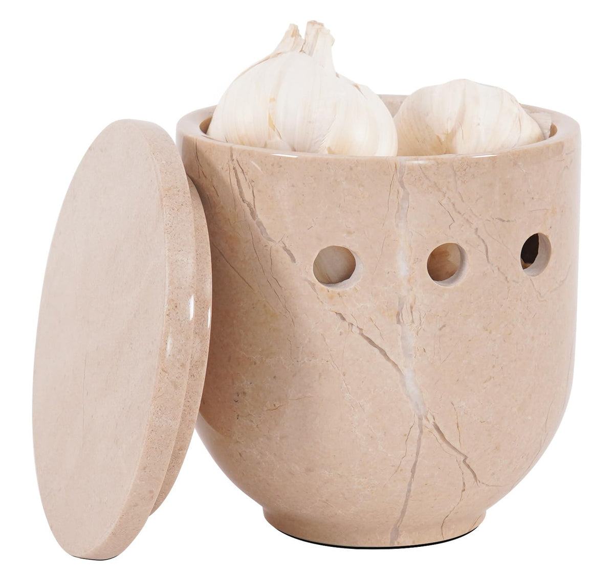 Natural Marble Garlic Keeper with Lid