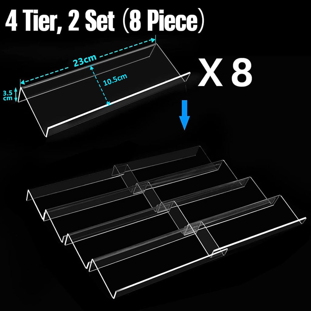 Expandable Acrylic Spice Drawer Organiser – 4 Tier, 2 Sets