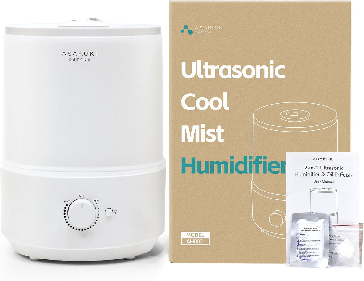 ASAKUKI 3L Top-Fill Cool Mist Humidifier with Night Light