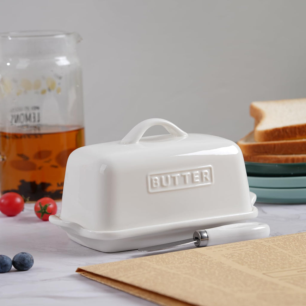 Large Porcelain Butter Dish with Lid