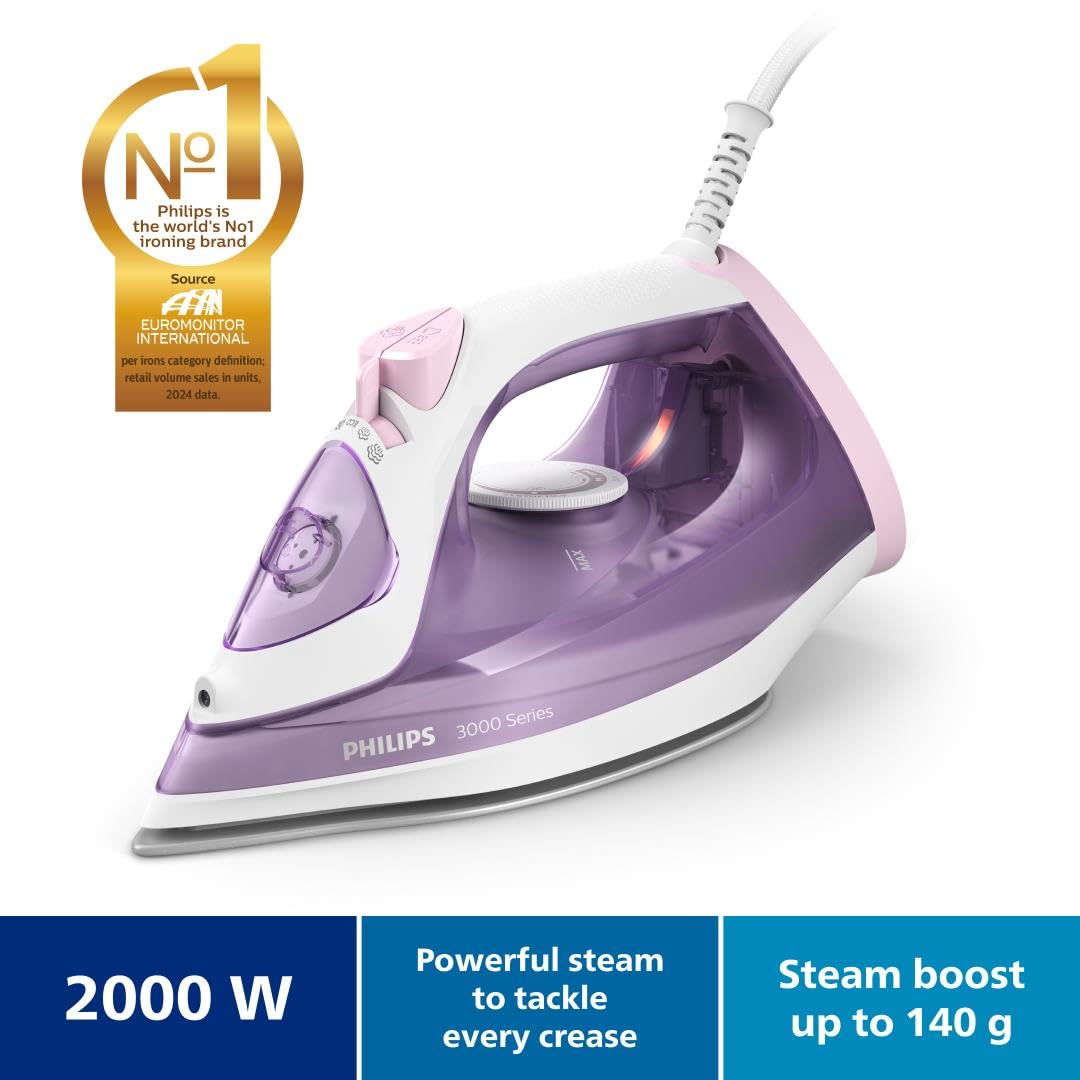 Philips 3000 Series Steam Iron – 2000 W, Ceramic Soleplate