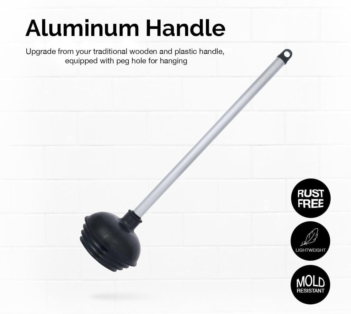 Neiko All-Angle Toilet Plunger – Aluminium Handle