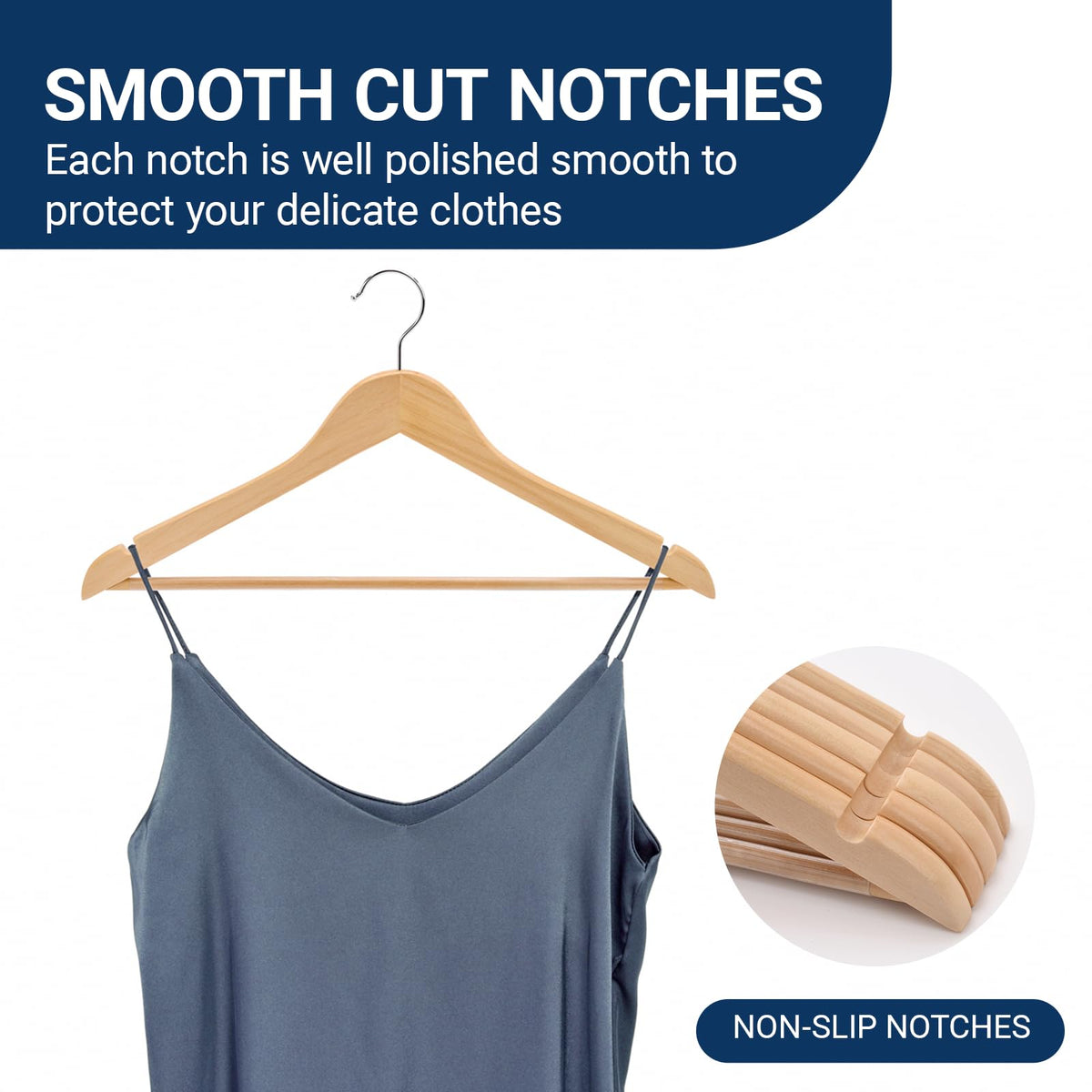 Natural Wooden Coat Hangers – 20 Pack