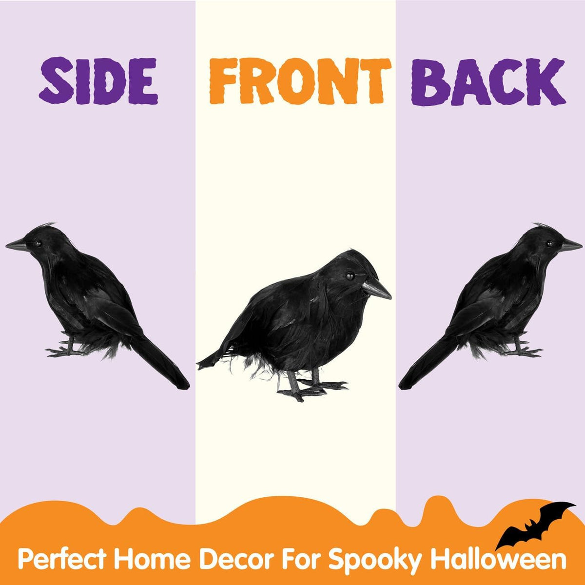 Black Feathered Crows – 6 Piece Halloween Decoration – view 2