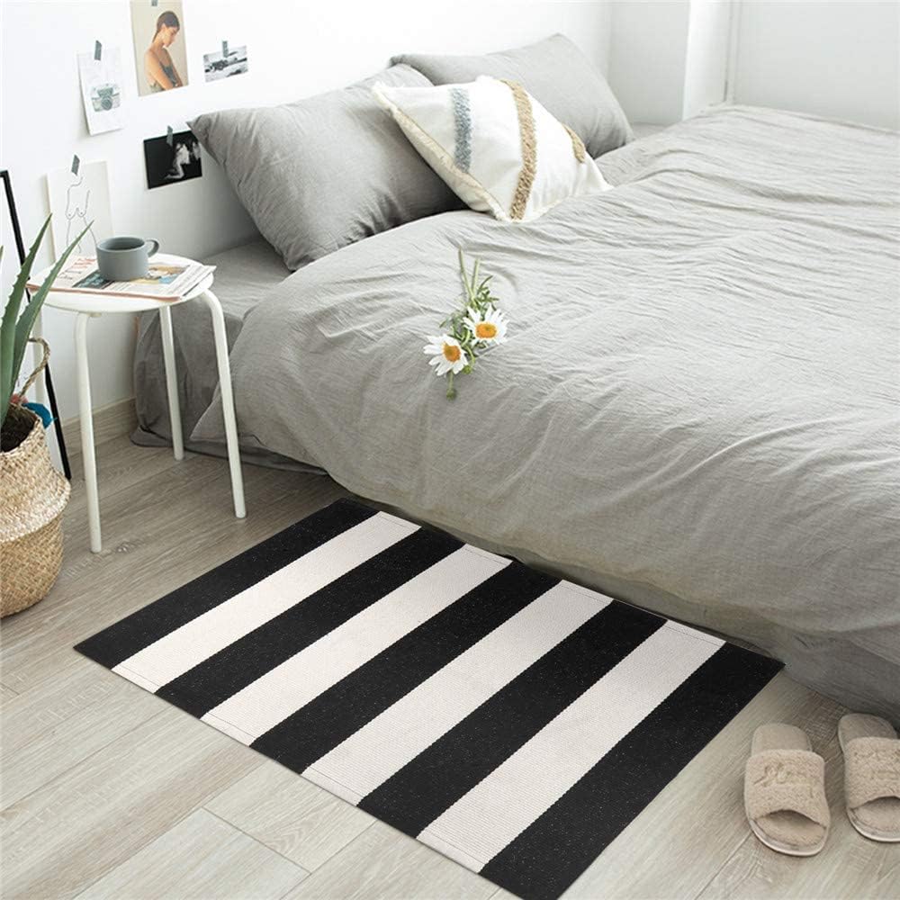 Black & White Striped Door Mat – Layering Rug – view 3