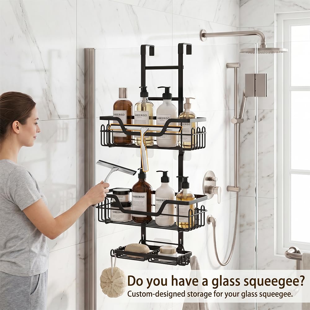 3-Tier Over-the-Door Shower Caddy – Rustproof, No Drilling
