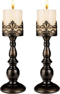 Gothic Black Pillar Candle Holders – Set of 2