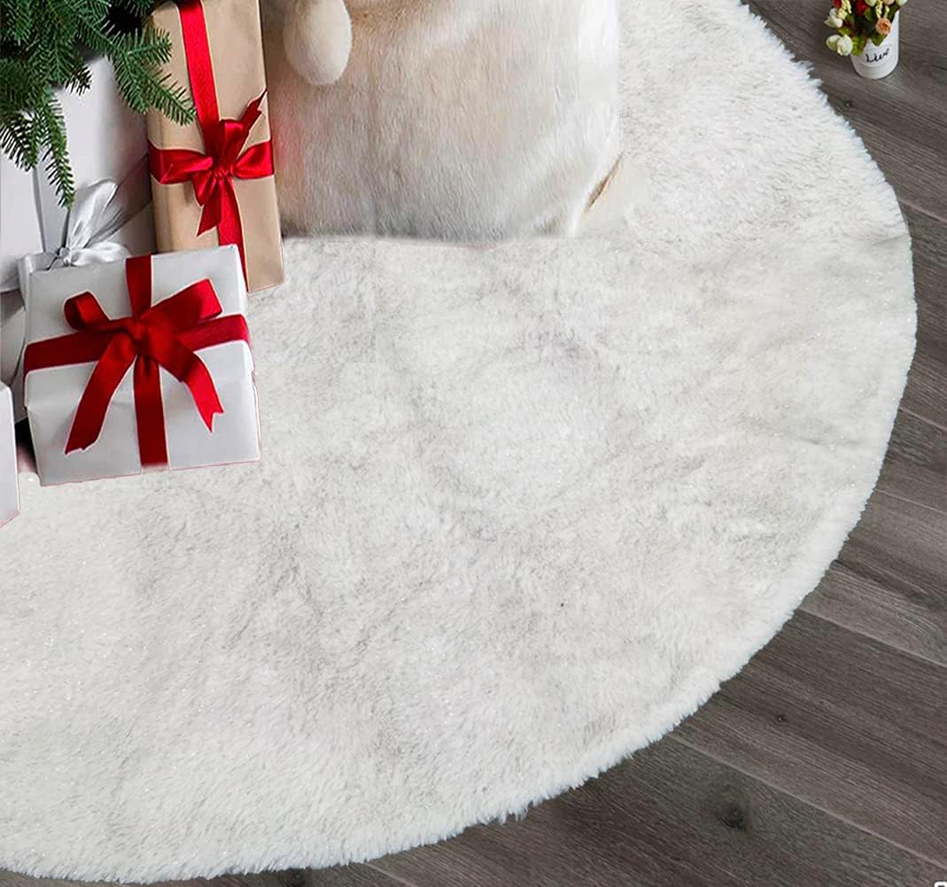 Shiny Faux Fur Christmas Tree Skirt – view 8