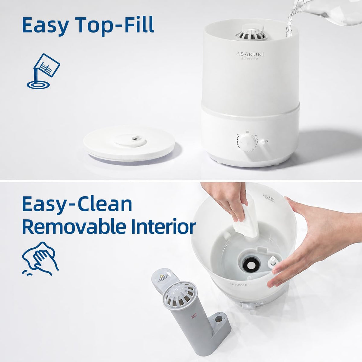 ASAKUKI 3L Top-Fill Cool Mist Humidifier with Night Light