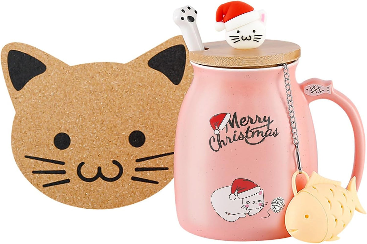 Christmas Cat Mug with Tea Infuser, Lid & Spoon – 380 ml – view 6