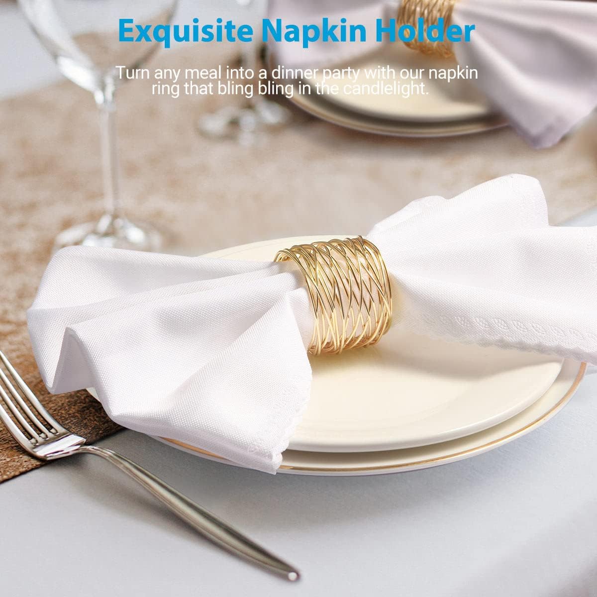 Gold Wire Napkin Rings – Set of 12 – view 2