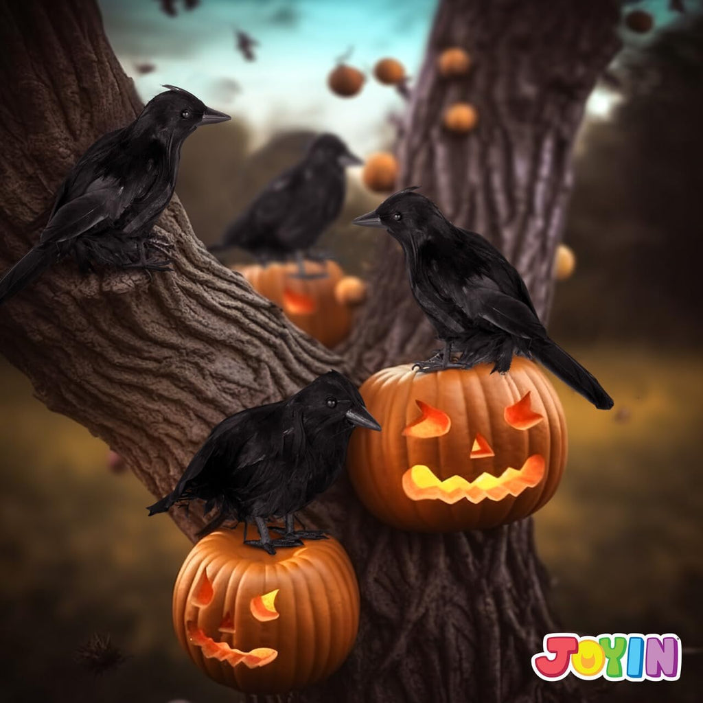 Black Feathered Crows – 6 Piece Halloween Decoration – view 5