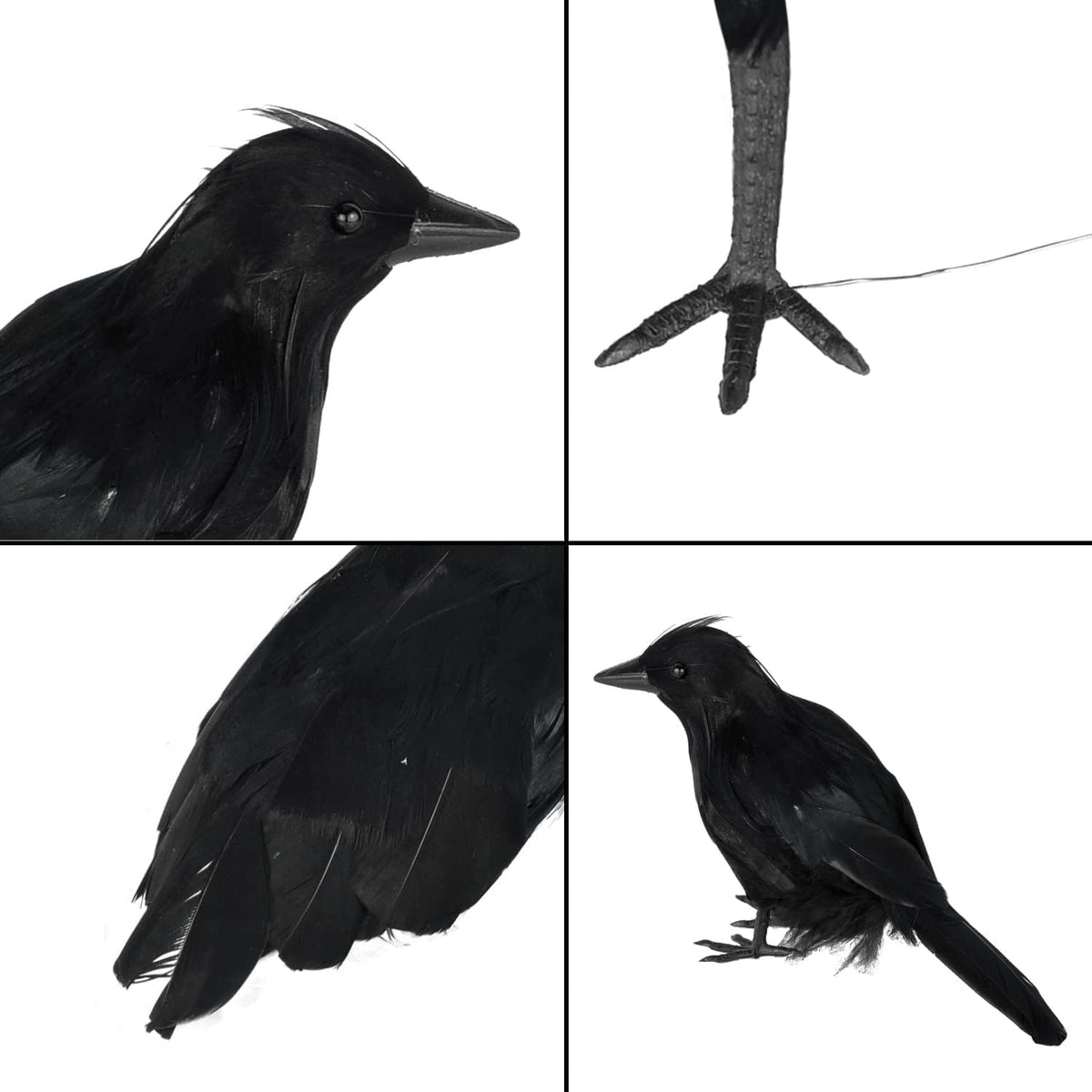 Black Feathered Crows – 6 Piece Halloween Decoration – view 3