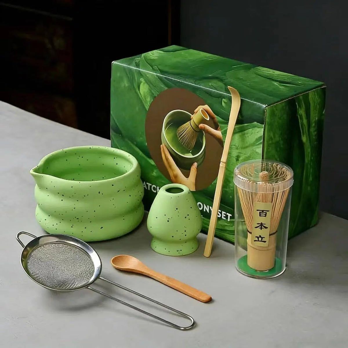 6-Piece Matcha Tea Set with Bamboo Whisk & Bowl