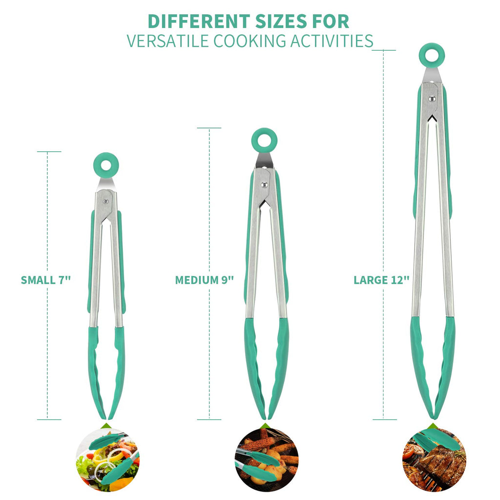 U-Taste Silicone Kitchen Tongs – Set of 3 (18/23/30 cm)