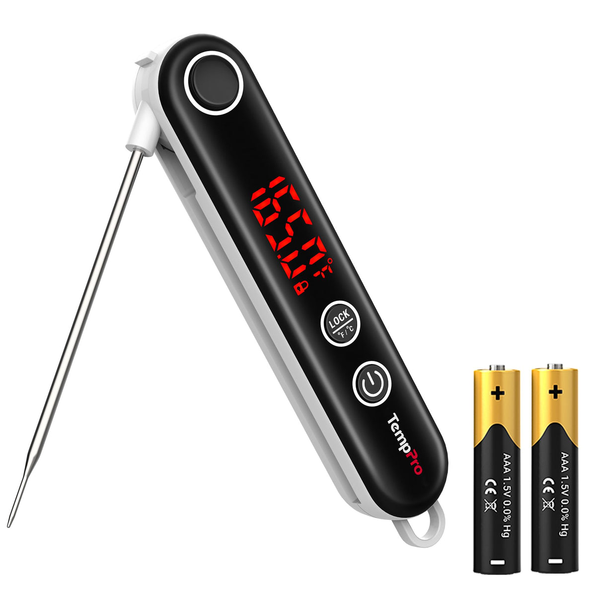 TempPro Instant Read Meat Thermometer – Waterproof, Foldable Probe