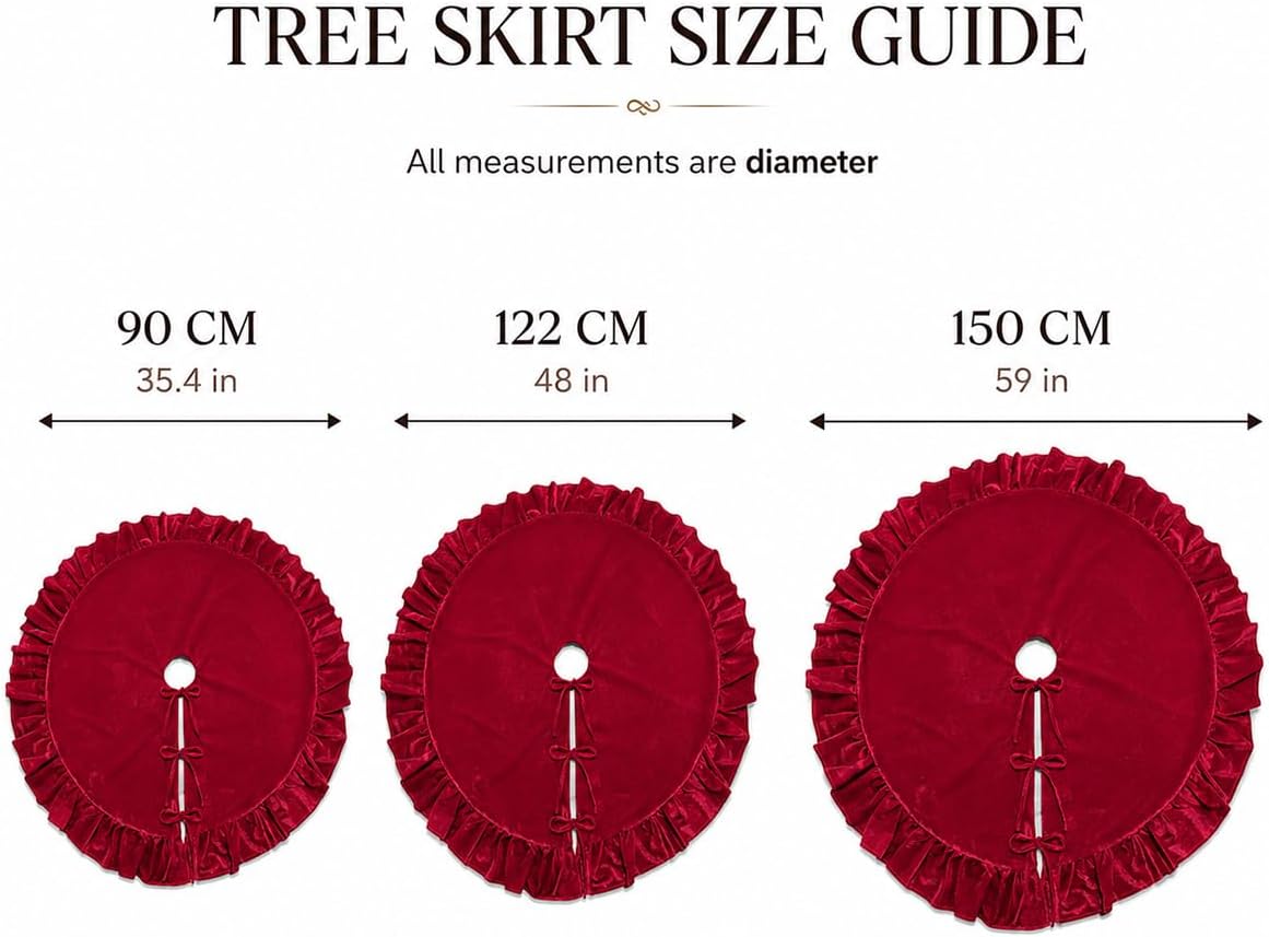 Velvet Christmas Tree Skirt with Ruffled Edge – view 8