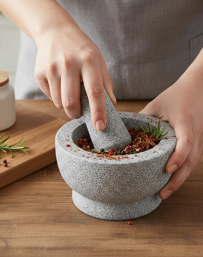 Heavy Granite Mortar & Pestle – 15 cm