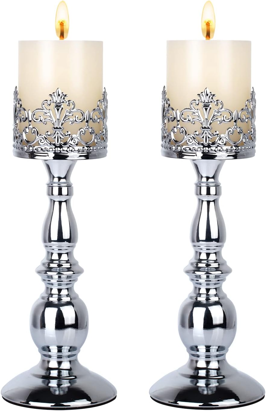Gothic Black Pillar Candle Holders – Set of 2 – view 9