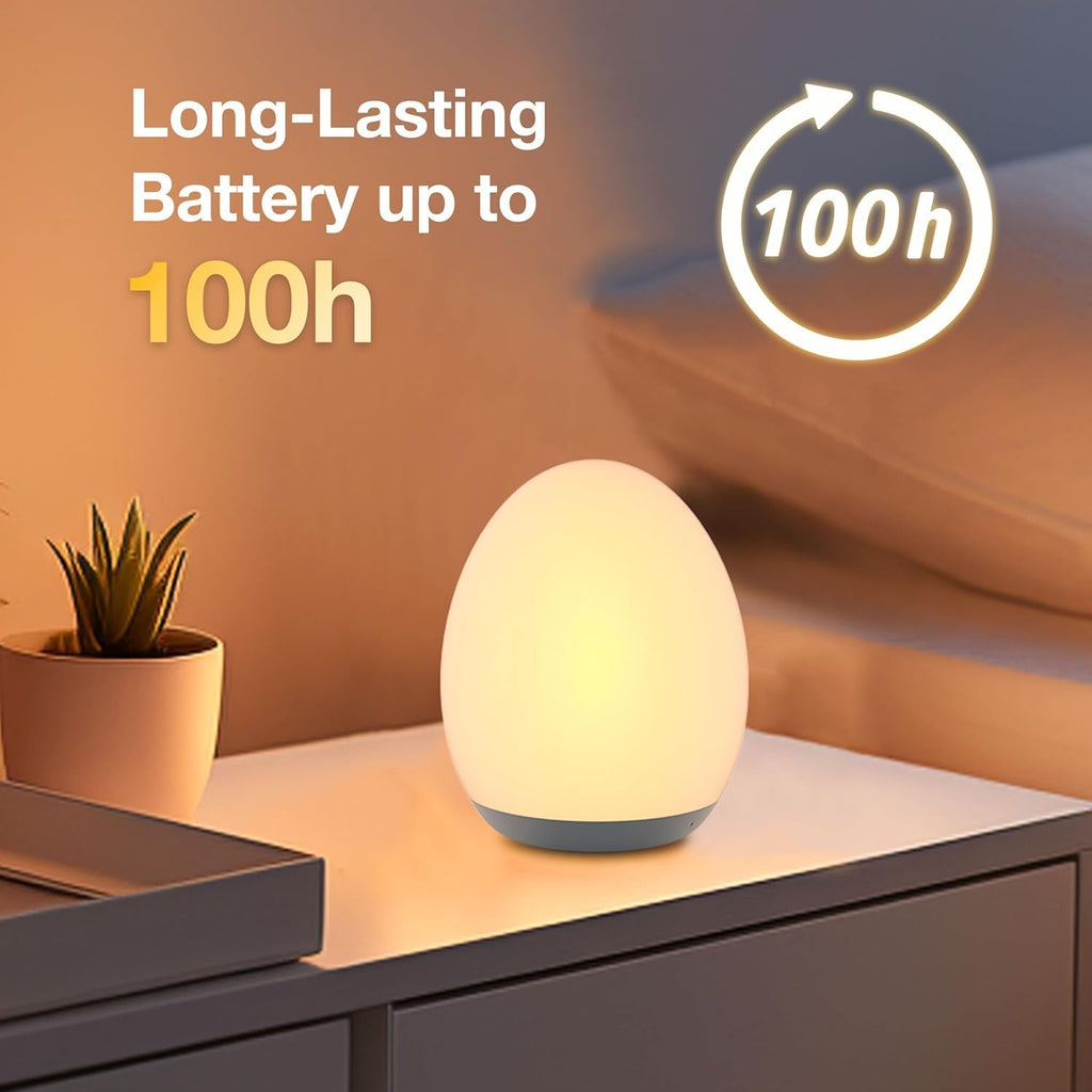 Rechargeable Egg Night Light – 8 Colours, Touch Dimming