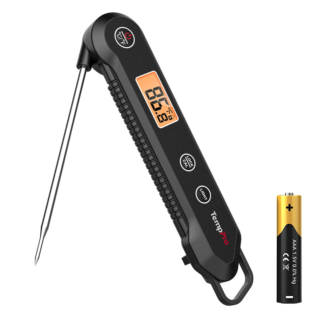 TempPro Instant Read Meat Thermometer – Waterproof, Foldable Probe