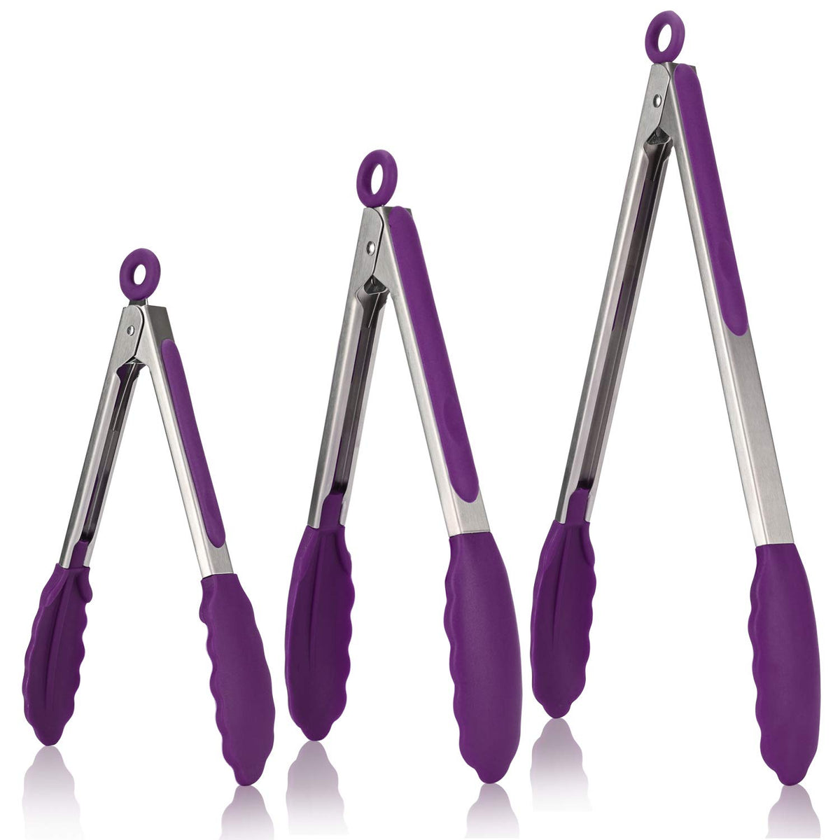 U-Taste Silicone Kitchen Tongs – Set of 3 (18/23/30 cm)