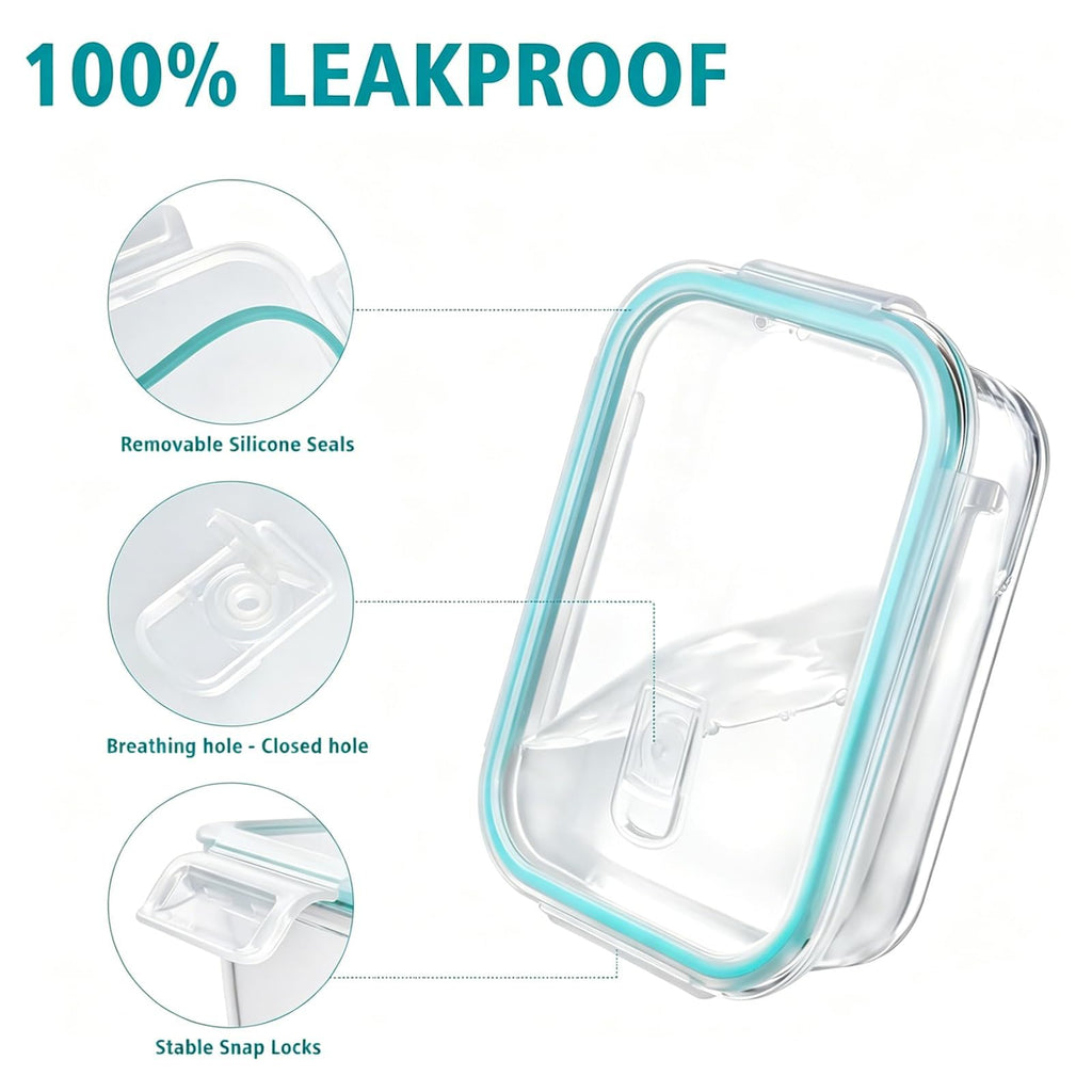 Airtight Glass Meal Prep Containers – 10 Pack