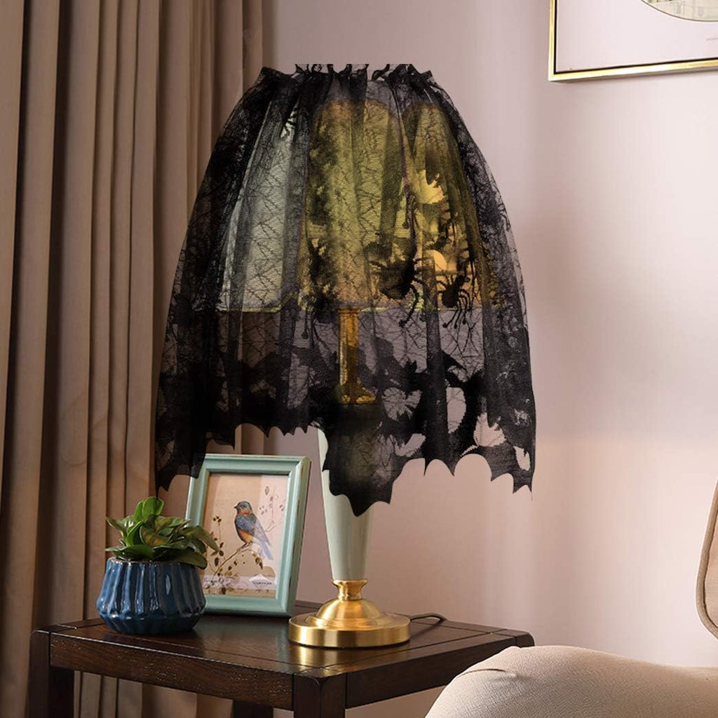 Black Lace Spider Web Table Runner & Covers – 5 Piece Halloween Set – view 6