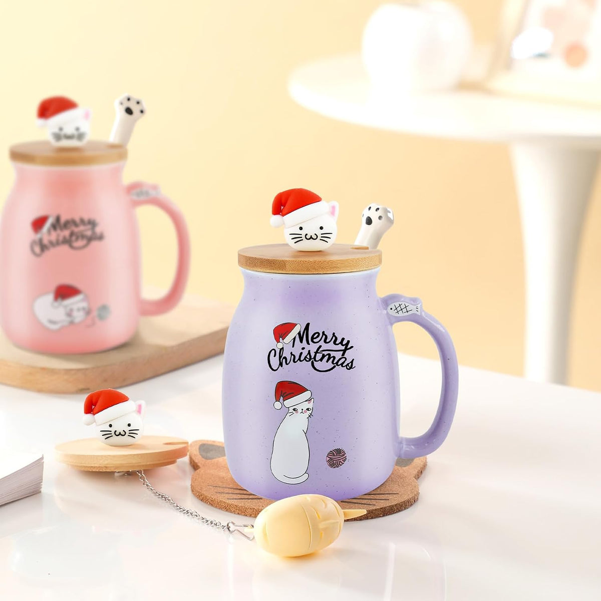 Christmas Cat Mug with Tea Infuser, Lid & Spoon – 380 ml – view 5