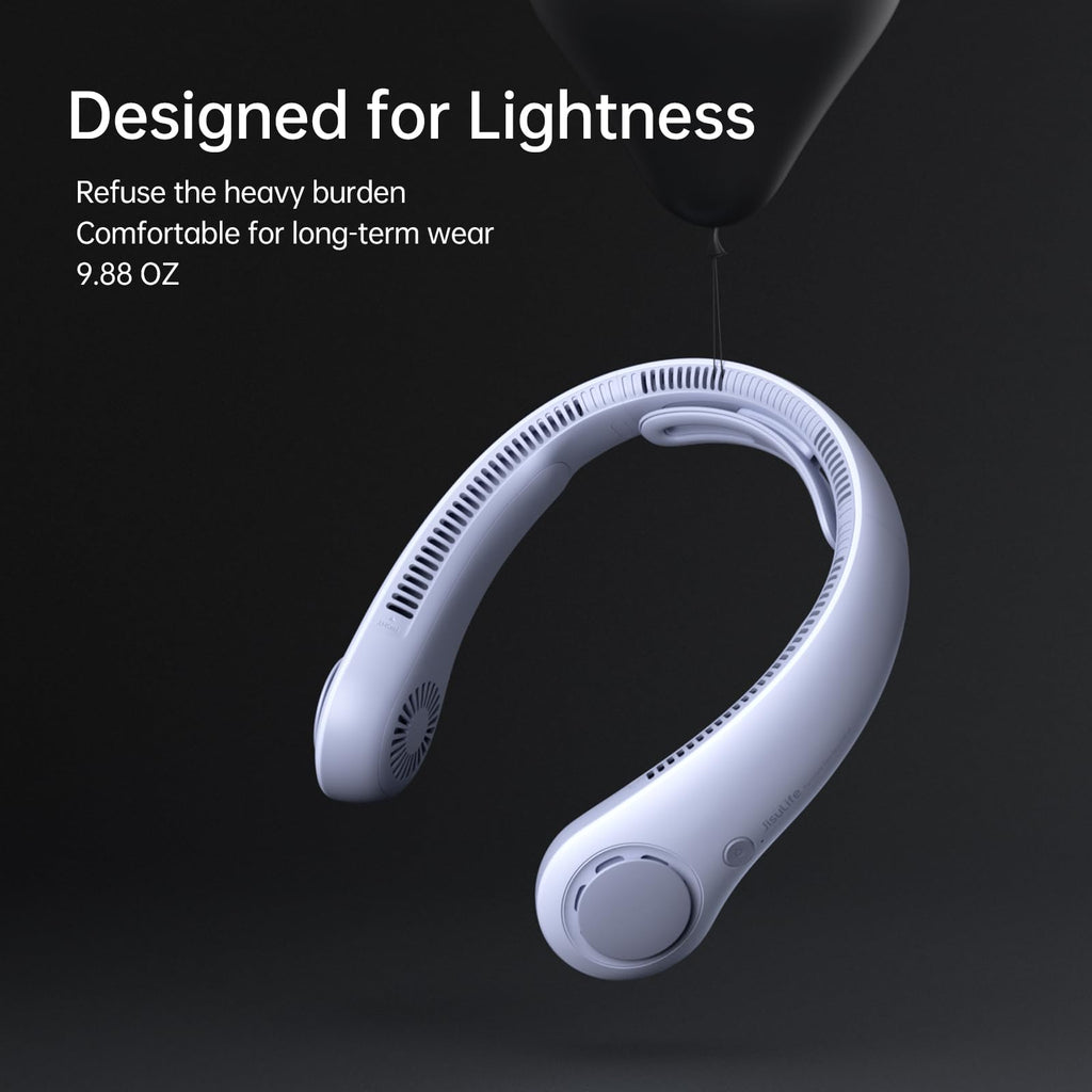 JISULIFE Hands-Free Neck Fan – 5 Speeds, 5000 mAh