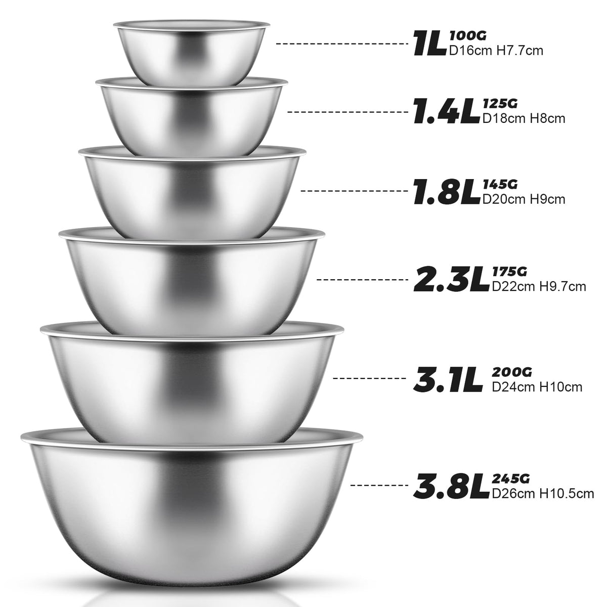Stainless Steel Nesting Mixing Bowls Set