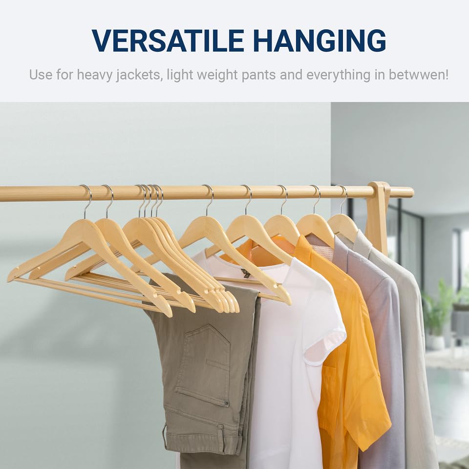 Natural Wooden Coat Hangers – 20 Pack