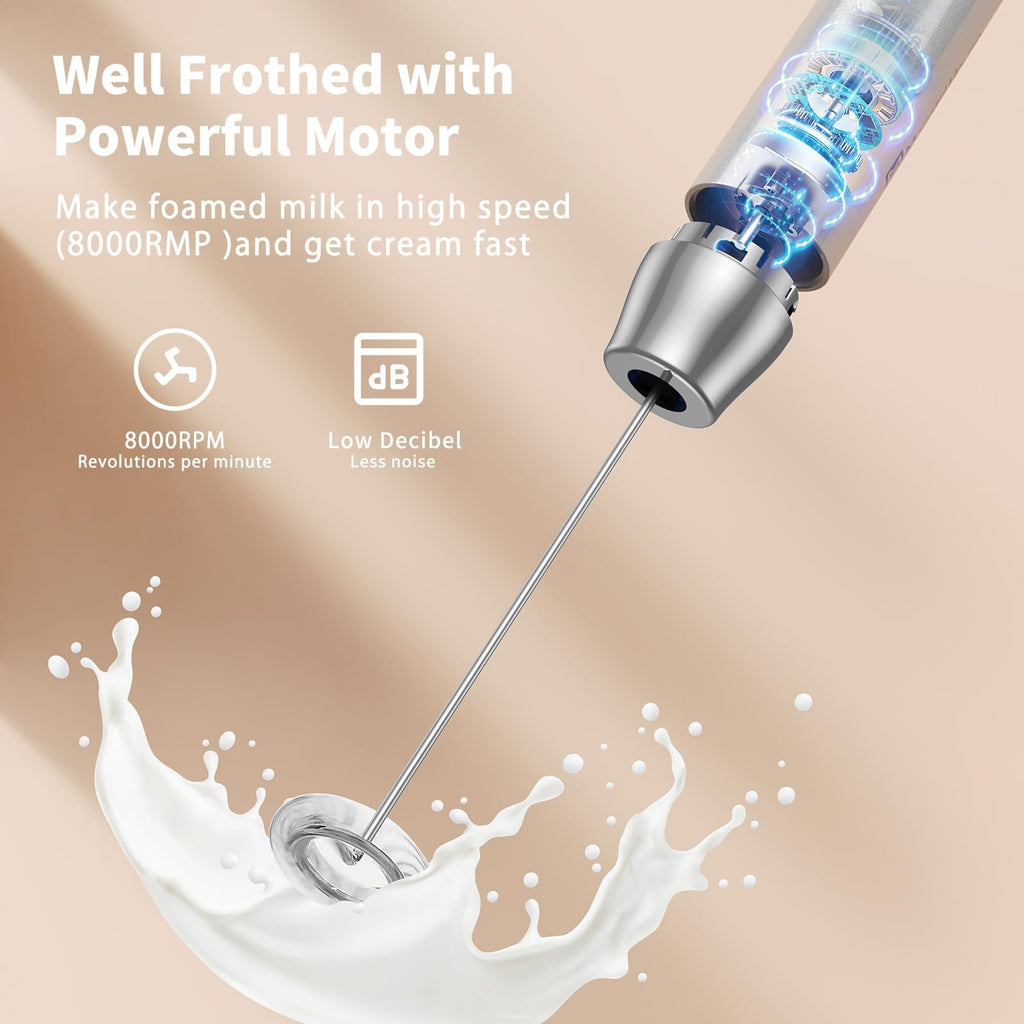 Rechargeable Handheld Milk Frother with Stand