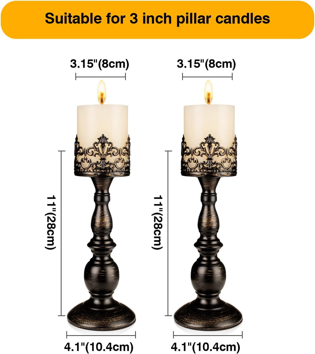 Gothic Black Pillar Candle Holders – Set of 2 – view 6