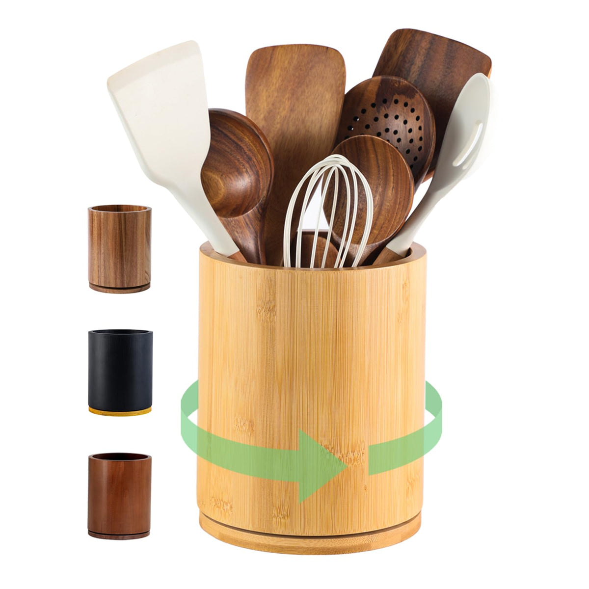 Acacia Wood Rotating Utensil Holder