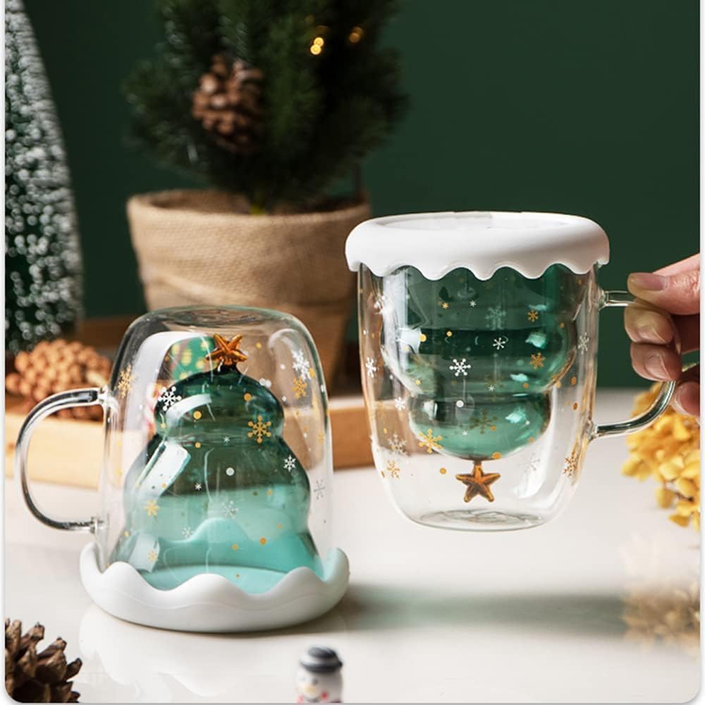Double Wall Christmas Glass Mug – 280 ml – view 4