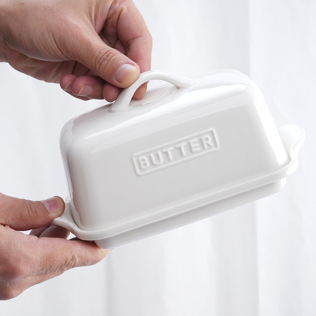 Large Porcelain Butter Dish with Lid