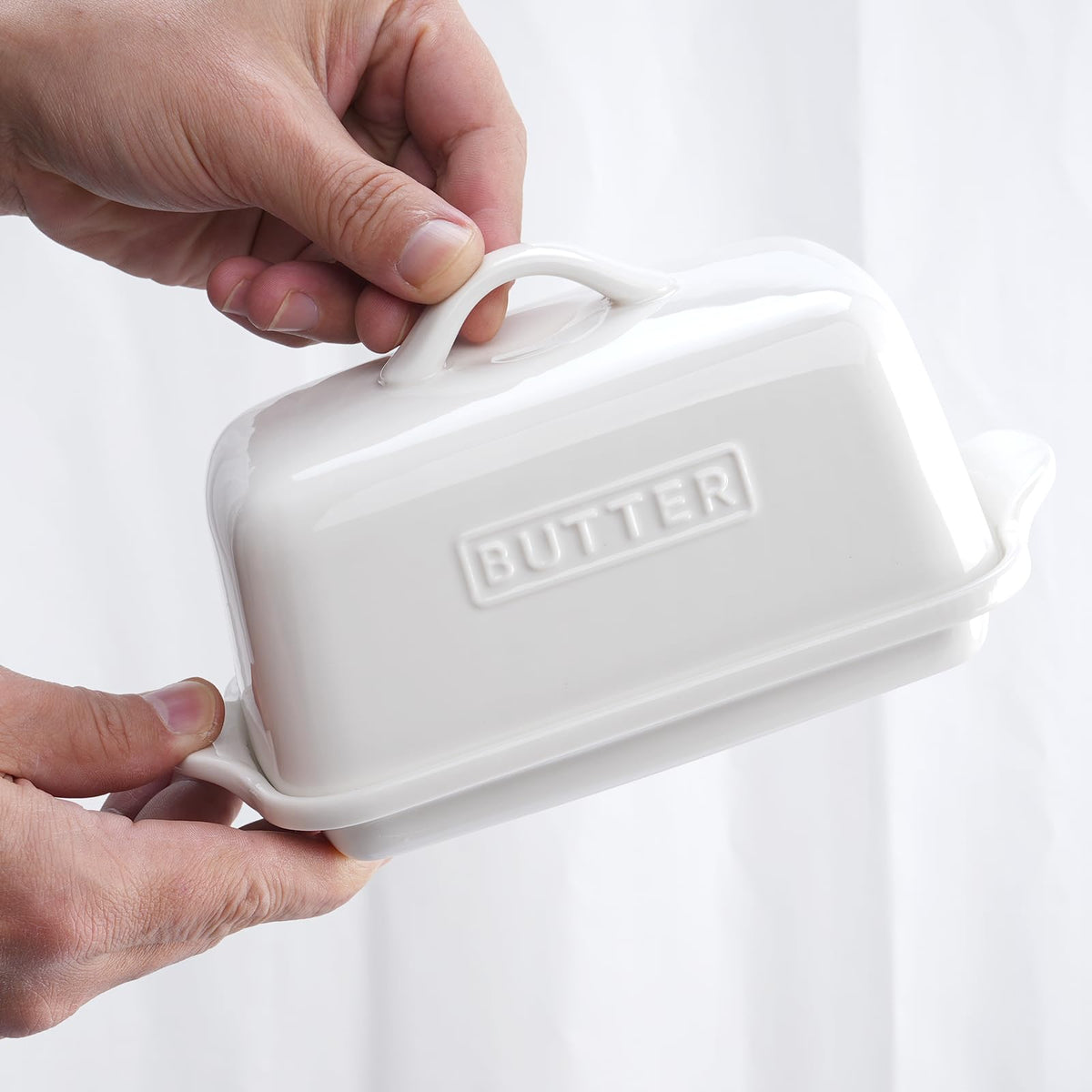 Large Porcelain Butter Dish with Lid