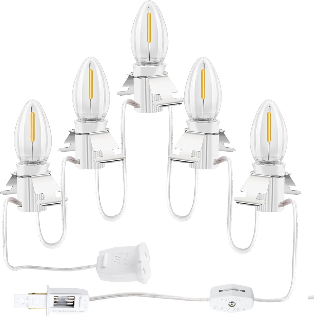 Christmas Village Lights – LED Bulb Cord with Clips