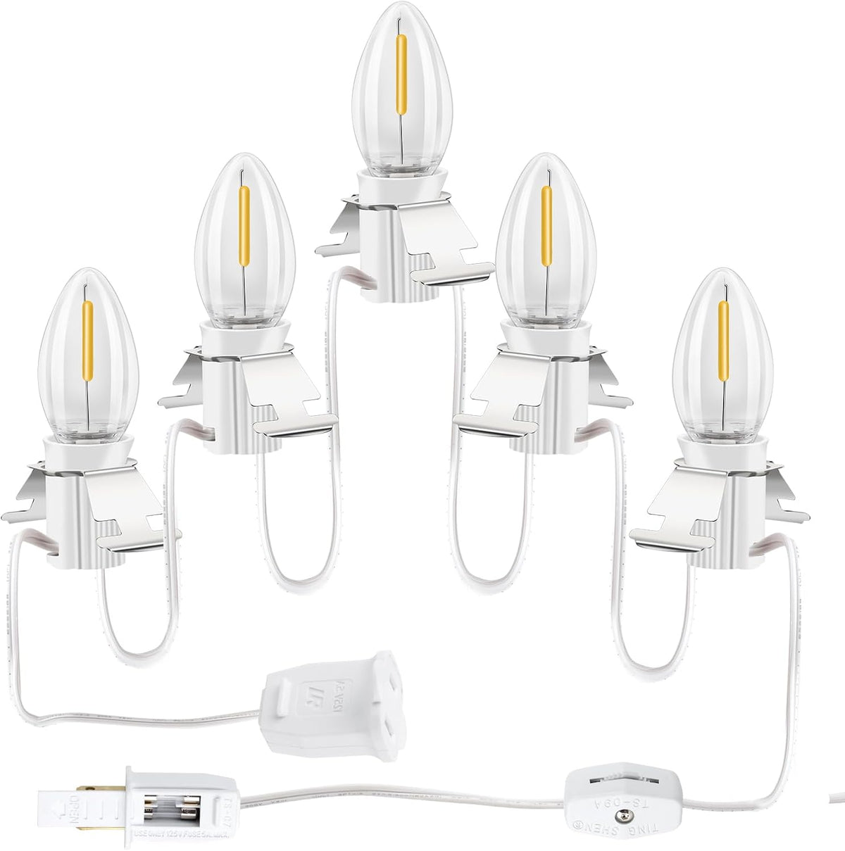 Christmas Village Lights – LED Bulb Cord with Clips