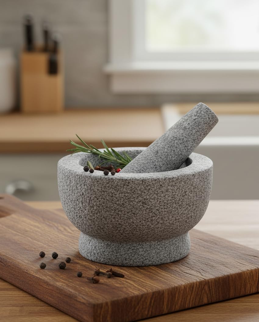 Heavy Granite Mortar & Pestle – 15 cm