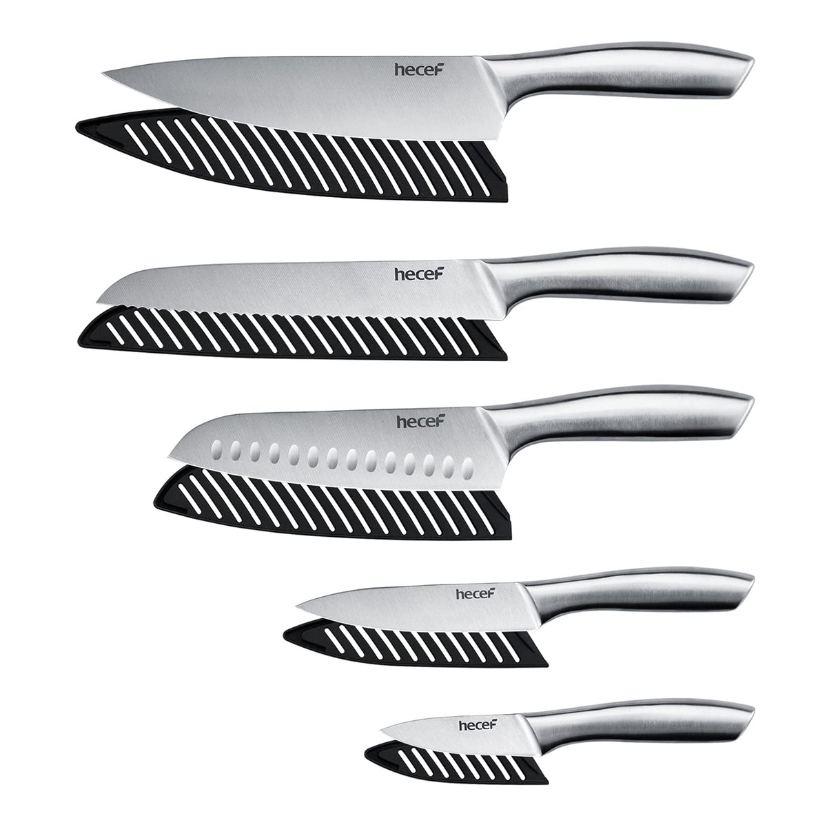5-Piece Stainless Steel Kitchen Knife Set with Sheaths