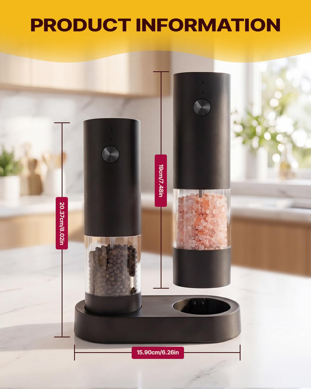 Rechargeable Electric Salt & Pepper Grinder Set