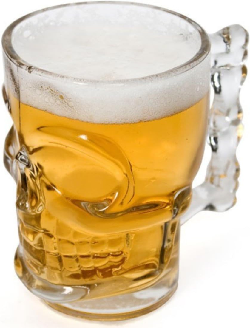 Skull Face Glass Beer Mugs – Set of 2 – view 3